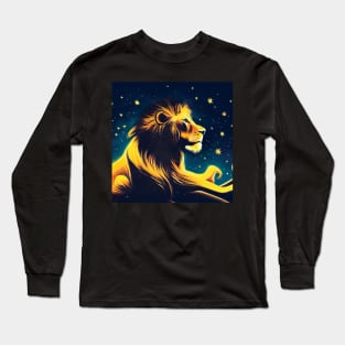 Lion Profile in the Stars Art Long Sleeve T-Shirt